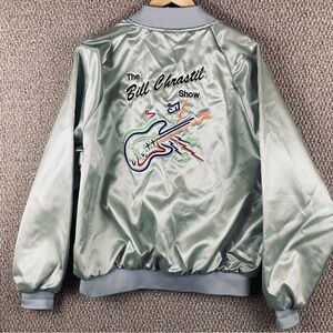 Vintage Bill Chrastil Country Music Satin Jacket 2XL Embroidered Bomber USA R1